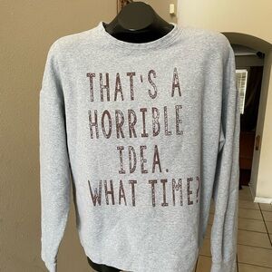 Gray Crewneck Sweater with Graphic Print